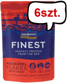 Fish4Dogs Finest Mackerel Flakes with Squid Mokra Karma dla psa op. 100g Pakiet 6szt.