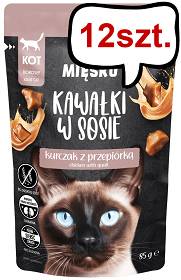 Pan Mięsko Adult Kurczak z przepiórką w sosie Mokra Karma dla kota op. 85g Pakiet 12szt.