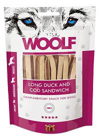 Woolf Przysmak Long Duck and Cod Sandwich dla psa op. 100g