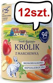 Baltica Smaki Regionów Adult Królik z marchewką Mokra Karma dla psa op. 400g Pakiet 12szt.