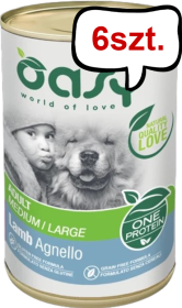 Oasy One Protein Adult Medium/Large Lamb mokra karma dla psów op. 400g Pakiet 6szt.