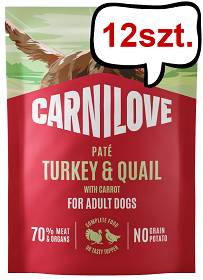 Carnilove Adult Turkey&Quail Pate Mokra Karma dla psa op. 300g Pakiet 12szt. SASZETKA