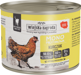 Wiejska Zagroda Adult Monoproteinowa Kurczak Mokra Karma dla kota op. 200g