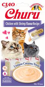 Inaba Ciao Churu Chicken&Shrimp Przysmak dla kota op. 4x14g + Inaba Ciao Churu 2x14g GRATIS
