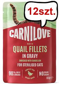 Carnilove Cat Adult Sterilised Quail Fillets in Gravy Mokra Karma dla kota op. 85g Pakiet 12szt.