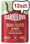 Carnilove Cat Adult Sterilised Quail Fillets in Gravy Mokra Karma dla kota op. 85g Pakiet 12szt.