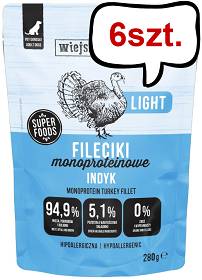 Wiejska Zagroda Adult Fileciki Monoproteinowe LIGHT Indyk Mokra Karma dla psa op. 280g Pakiet 6szt.