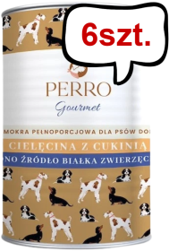 Perro Gourmet Adult Cielęcina z cukinią Mokra Karma dla psa op. 400g Pakiet 6szt.