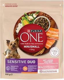 Purina One Dog Adult Mini/Small Sensitive z Łososiem Sucha Karma dla psa op. 800g