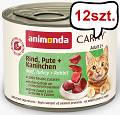 Animonda Carny Adult Wołowina i Indyk z Królikiem Mokra Karma dla kota op. 200g Pakiet 12szt.