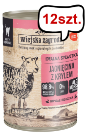 Wiejska Zagroda Jagnięcina z Krylem Mokra Karma dla kota op. 400g Pakiet 12szt.