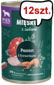 Pan Mięsko Pasztet z ziołami i krewetkami Mokra Karma dla psa op. 400g Pakiet 12szt.