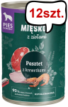 Pan Mięsko Pasztet z ziołami i krewetkami Mokra Karma dla psa op. 400g Pakiet 12szt. + Pan Mięsko Hot Dog op. 220g GRATIS