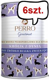 Perro Junior Królik z dynią Mokra Karma dla szczeniaka op. 400g Pakiet 6szt.