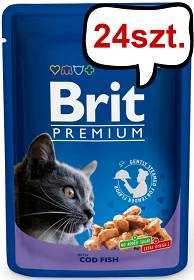 Brit Premium Adult dorsz (Cod Fish) w sosie Mokra Karma dla kota op. 100g Pakiet 24szt.