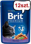 Brit Premium Adult dorsz (Cod Fish) w sosie Mokra Karma dla kota op. 100g Pakiet 12szt.