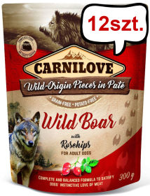 Carnilove Adult Wild Boar&Rosehips Mokra Karma dla psa op. 300g Pakiet 12szt. SASZETKA