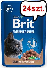 Brit Premium Sterilised Liver Chunks Mokra Karma dla kota op. 100g Pakiet 24szt.