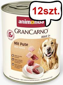 Animonda GranCarno Adult wieprzowina z indykiem Mokra Karma dla psa op. 800g Pakiet 12szt. 