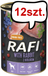 Rafi Dog Królik z borówką i żurawiną Mokra Karma dla psa op. 400g Pakiet 12szt.