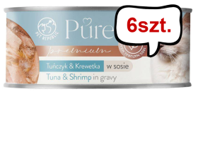 Pet Republic PURE Adult Tuńczyk i Krewetki Mokra Karma dla kota 80g Pakiet 6szt.