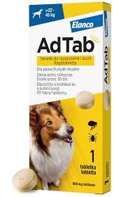 Elanco AdTab Tabletka na kleszcze i pchły 900mg dla psa o wadze 22kg-45kg op. 1szt.