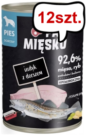 Pan Mięsko Indyk z Dorszem Mokra Karma dla psa op. 400g Pakiet 12szt.