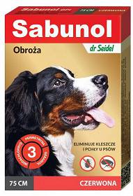 Sabunol Obroża na kleszcze i pchły dla psa kolor czerwony dł. 75cm