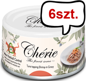 Cherie Hairball Control Adult Tuna topping Shrimp in Gravy Mokra Karma dla kota op. 80g Pakiet 6szt.