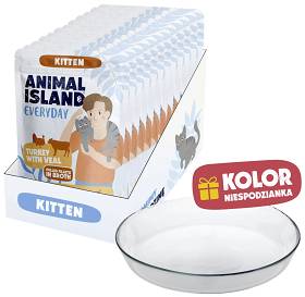 Animal Island Everyday Kitten Turkey with Veal in Broth Mokra Karma dla kociąt op. 12x85g + Talerzyk GRATIS