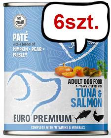 Euro Premium Pate Adult Tuna&Salmon Mokra Karma dla psa op. 400g Pakiet 6szt.