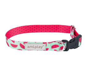Amiplay Obroża BeHappy dla psa rozm. M (25-40cm) wzór Watermelon