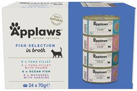 Applaws Natural Cat Food Multipack FISH in broth Mokra Karma dla kota op. 12x70g (puszki) 