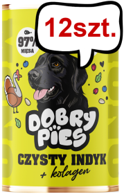 Dobry Pies Monoprotein Adult Czysty indyk Mokra karma dla psa op. 400g Pakiet 12szt.