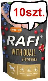 Rafi Dog Przepiórka z borówką i żurawiną Mokra Karma dla psa op. 500g Pakiet 10szt.