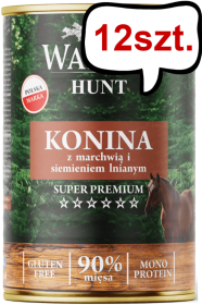 Wataha Hunt Adult Konina z marchewką i siemieniem lnianym Mokra Karma dla psa op. 400g Pakiet 12szt.