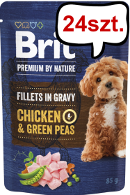 Brit Premium Adult Chicken&Green Peas Fillets in Gravy Mokra Karma dla psa op. 85g Pakiet 24szt.