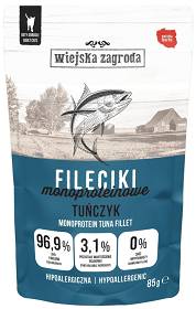 Wiejska Zagroda Monoproteinowe Fileciki Tuńczyk Mokra Karma dla kota op. 85g