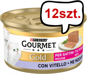 Gourmet Gold Kitten Mus z cielęciną Mokra Karma dla kota op. 85g Pakiet 12szt.