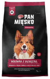 Pan Mięsko Adult Wołowina z jagnięciną Półwilgotna karma dla psa op. 1kg