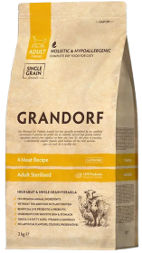 Grandorf Adult Sterilized 4 Meat Recipe Sucha Karma dla kota op. 2kg