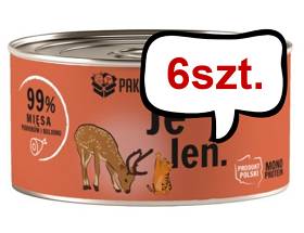 Paka Zwierzaka Jeleń Mokra karma dla kota op. 200g Pakiet 6szt.