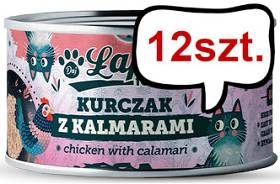 Łapsie for Cat Adult Kurczak z kalmarami Mokra karma dla kota. op. 80g Pakiet 12szt.