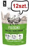 Wiejska Zagroda Kitten Fileciki Kaczka z kurczakiem Mokra Karma dla kociąt op. 85g Pakiet 12szt.