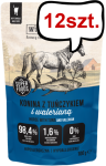 Wiejska Zagroda Konina z tuńczykiem i walerianą Mokra Karma dla kota op. 100g Pakiet 12szt.