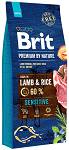 Brit Premium by Nature Adult Sensitive Lamb&Rice Sucha Karma dla psa op. 15kg