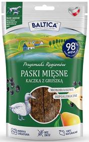Baltica Przysmaki Regionów Paski mięsne z kaczką i gruszką dla psa op. 90g