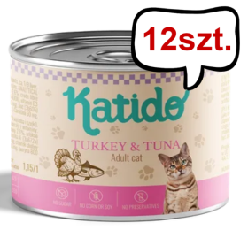 Katido Indyk z tuńczykiem Bezzbożowa mokra karma dla kota op. 200g Pakiet 12szt.