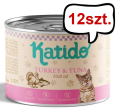 Katido Indyk z tuńczykiem Bezzbożowa mokra karma dla kota op. 200g Pakiet 12szt.