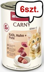 Animonda Carny Kitten Cięlęcina z kurczakiem i indykiem Mokra Karma dla kociąt op. 400g Pakiet 6szt.